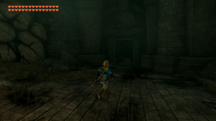 Link approaching a dark corridor in The Legend of Zelda: Tears of the Kingdom.
